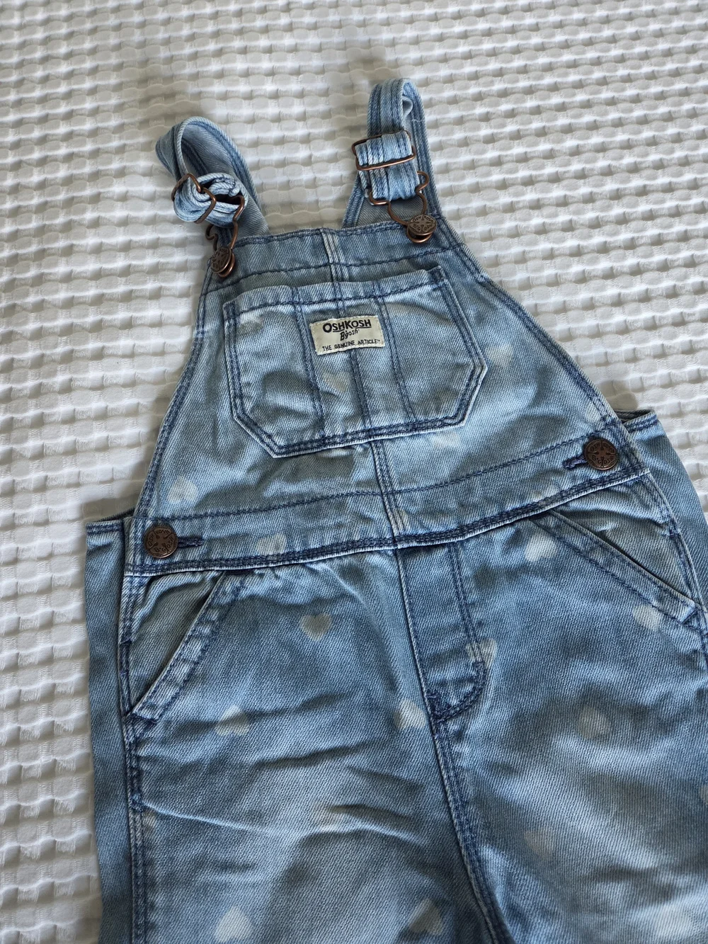 OshKosh B'gosh Light Blue Denim Heart-Print Overalls